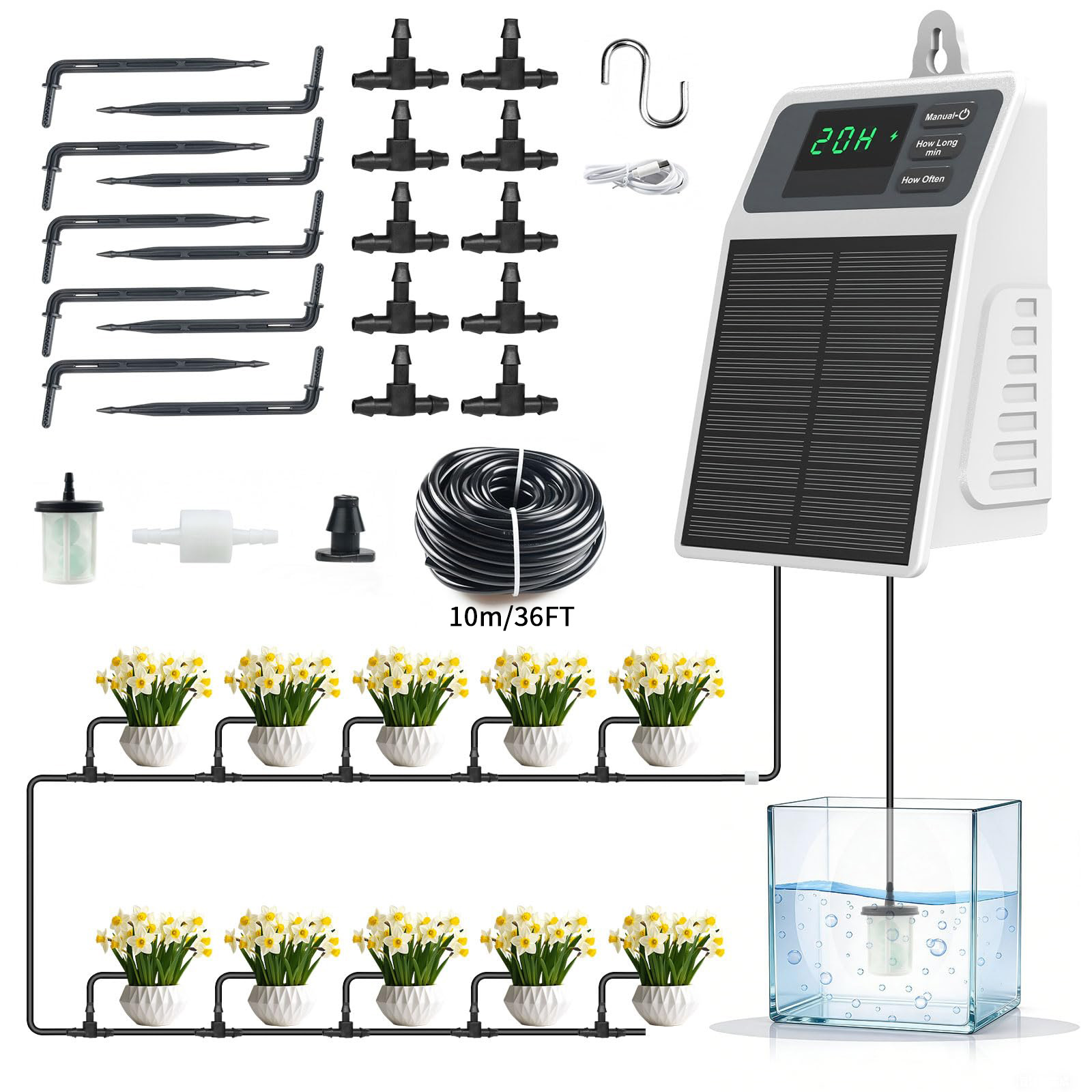 Smart Urban Garden - Ulepszony solarny system nawadniania kropelkowego, automatyczne
